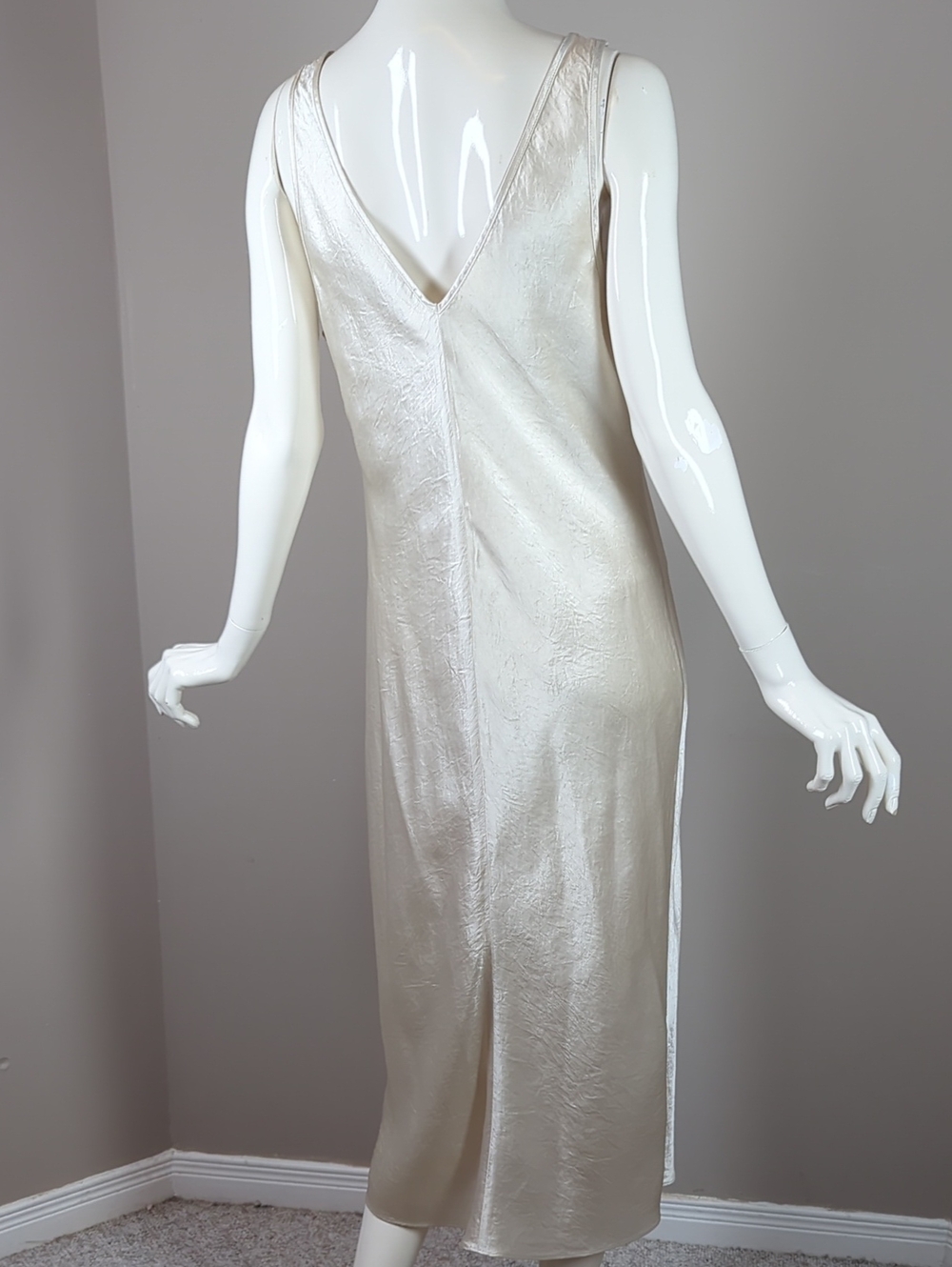 Babaton Caspar Satin Dress Satin V-Neck Slip Dress in Ivory Size M - Picture 6 of 7